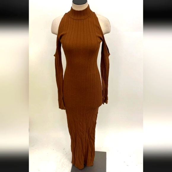 NEW!! x REVOLVE Auren Cold Shoulder Dress in Chocolate BrownHouse of Harlow 1960 - Picture 8 of 8